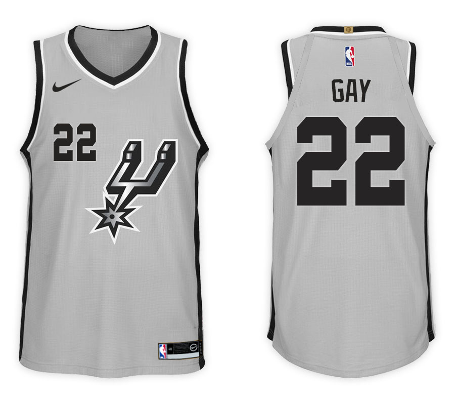  NBA San Antonio Spurs #22 Rudy Gay Jersey 2017 18 New Season Gray Jersey