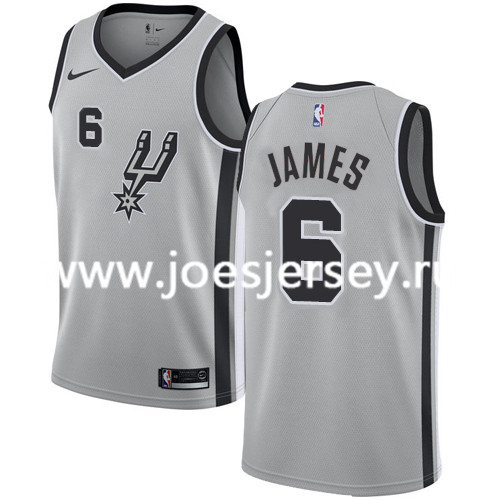  NBA San Antonio Spurs #6 LeBron James Gray Jersey