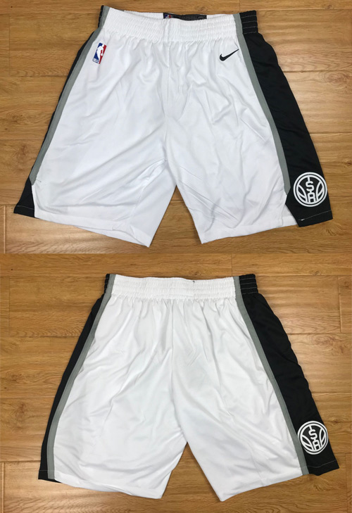  NBA San Antonio Spurs 2017 18 New Season White Shorts