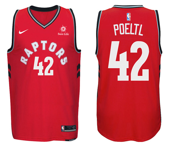  NBA Toronto Raptors #42 Jakob Poeltl Jersey 2017 18 New Season Red Jersey