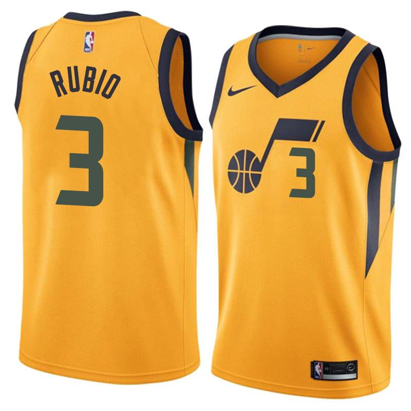  NBA Utah Jazz #3 Ricky Rubio Jersey 2017 18 New Season Yellow Jersey