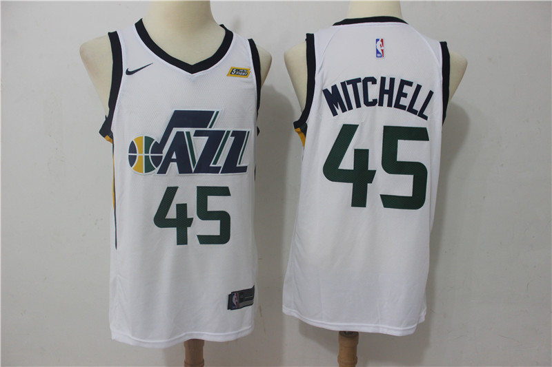  NBA Utah Jazz #45 Donovan Mitchell Jersey 2017 18 New Season White Jersey