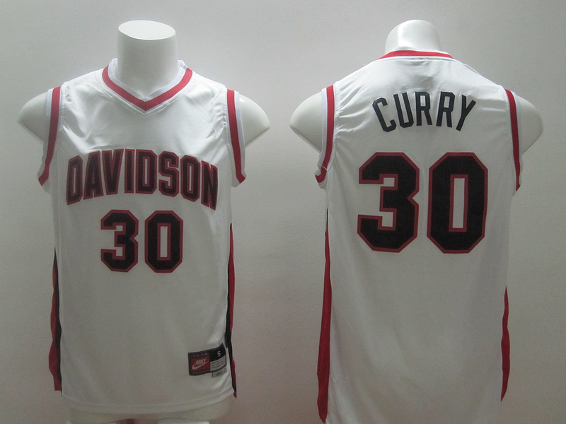  NCAA Davidson College Wildcat 30 Stephen Curry White Basketball Jersey