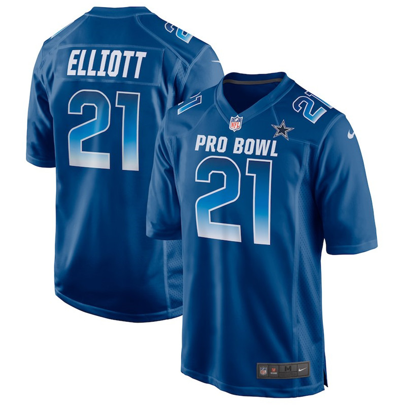  NFC Cowboys 21 Ezekiel Elliott Royal 2019 Pro Bowl Game Jersey