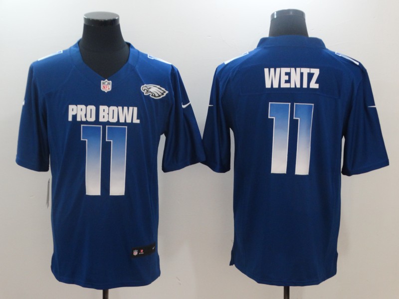  NFC Eagles 11 Carson Wentz Royal 2018 Pro Bowl Game Jersey