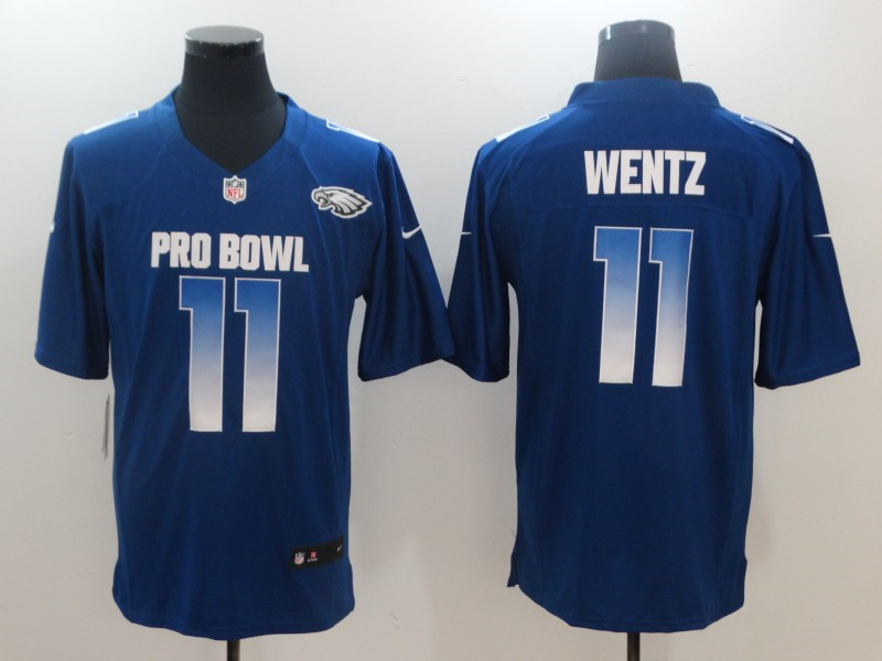  NFC Eagles 11 Carson Wentz Royal 2019 Pro Bowl Game Jersey