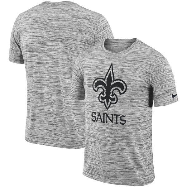  New Orleans Saints Heathered Black Sideline Legend Velocity Travel Performance T Shirt