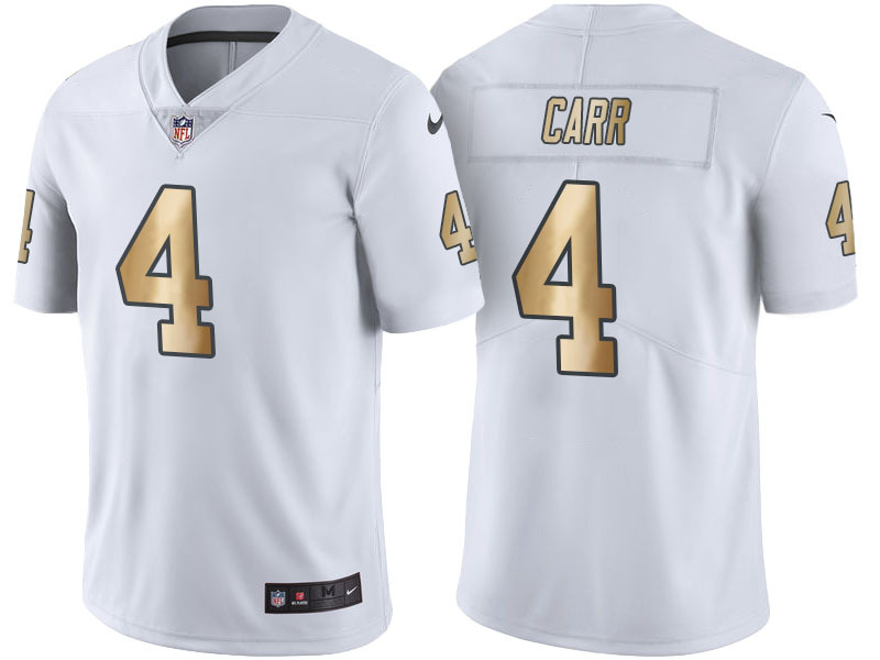  Oakland Raiders 4 Derek Carr Limited White Gold Rush NFL Jersey