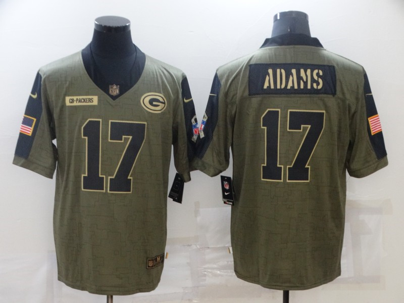 Nike Packers 17 Davante Adams Olive 2021 Salute To Service Limited Jersey