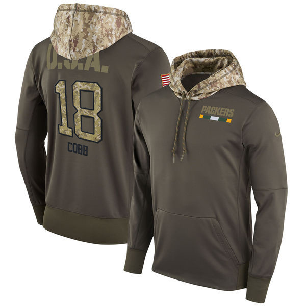  Packers 18 Randall Cobb Olive Salute To Service Pullover Hoodie