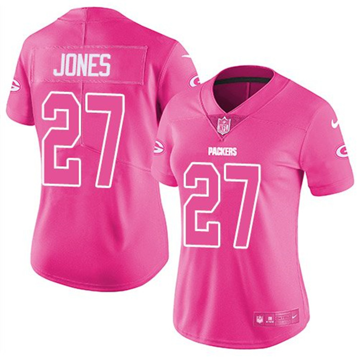  Packers 27 Josh Jones Pink Women Rush Limited Jersey