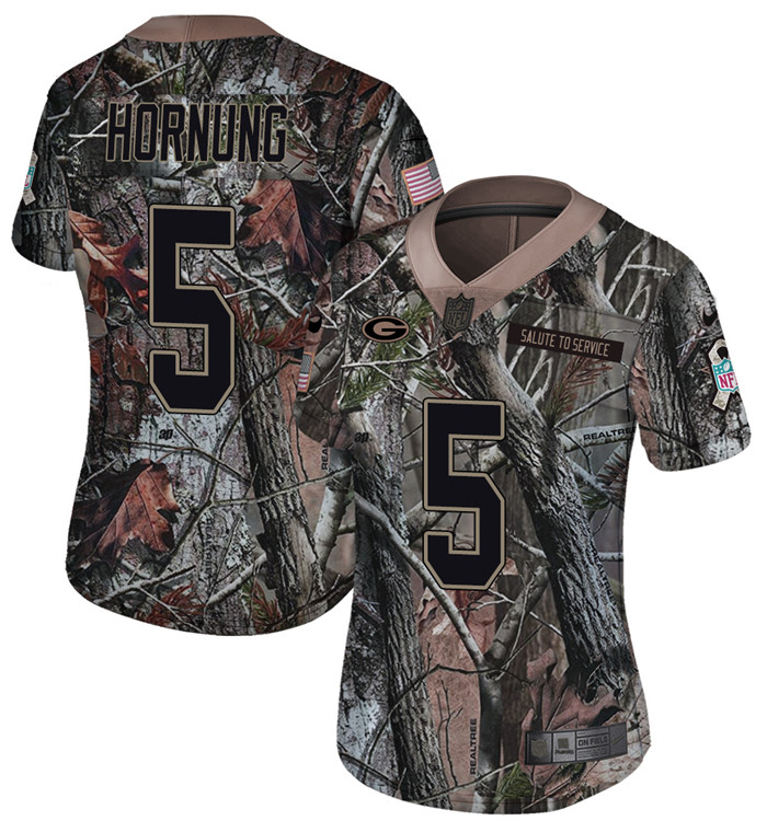  Packers 5 Paul Hornung Camo Women Rush Limited Jersey