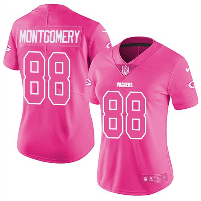  Packers 88 Ty Montgomery Pink Women Rush Limited Jersey