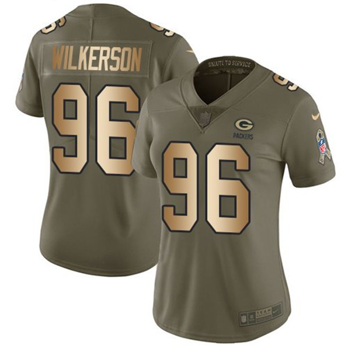  Packers 96 Muhammad Wilkerson Olive Gold Women Salute To Service Limited Jersey