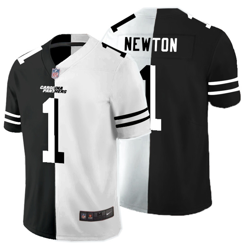 Nike Panthers 1 Cam Newton Black And White Split Vapor Untouchable Limited Jersey