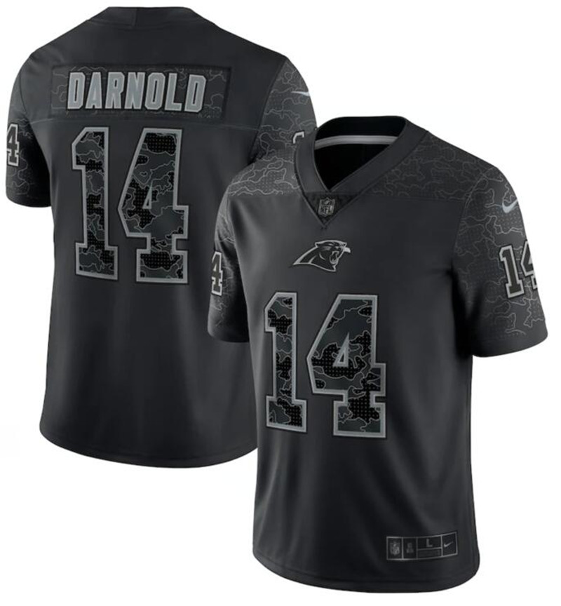 Nike Panthers 14 Sam Darnold Black RFLCTV Limited Jersey