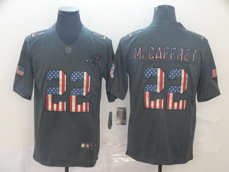 Nike Panthers 22 Christian McCaffrey 2019 Salute To Service USA Flag Fashion Limited Jersey