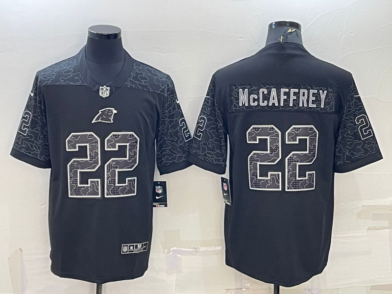 Nike Panthers 22 Christian McCaffrey Black RFLCTV Limited Jersey