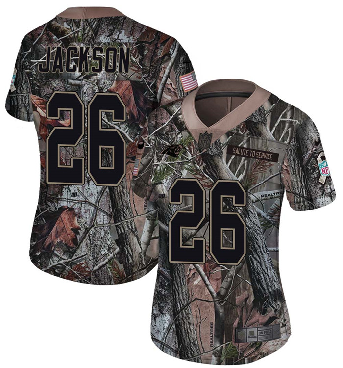  Panthers 26 Donte Jackson Camo Women Rush Limited Jersey