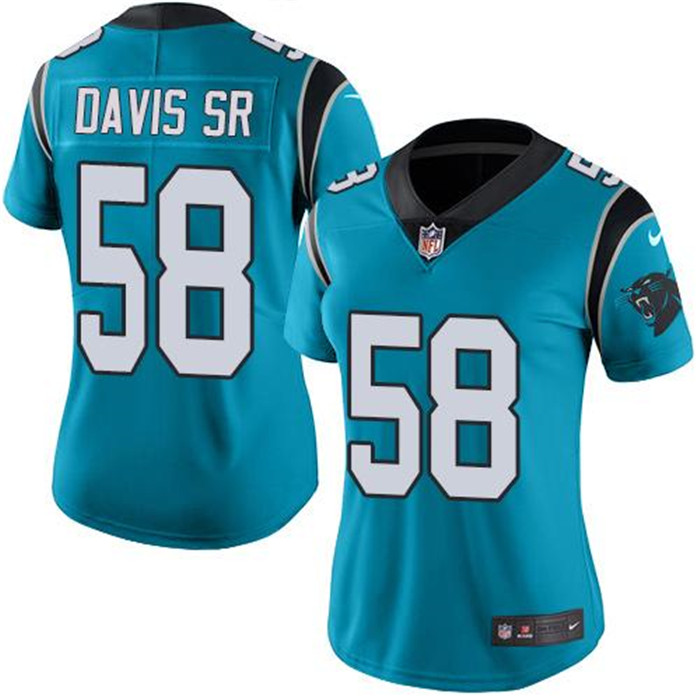  Panthers 58 Thomas Davis Sr Blue Women Vapor Untouchable Limited Jersey