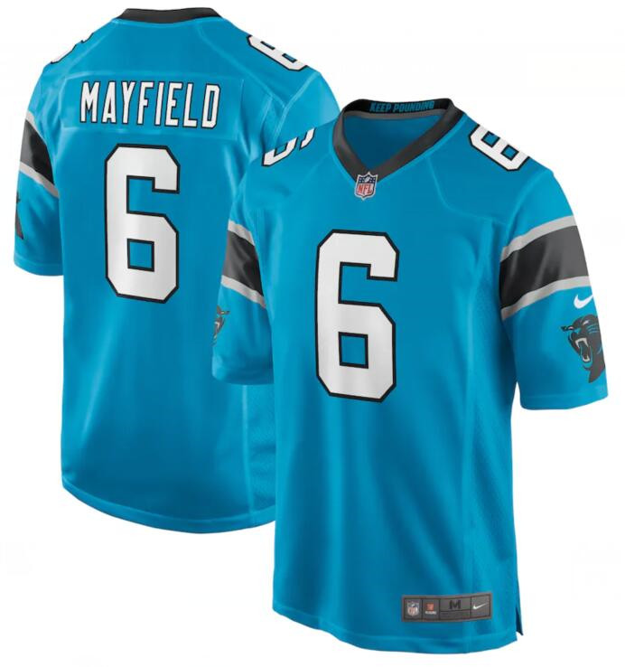 Nike Panthers 6 Baker Mayfield Blue Vapor Limited Jersey