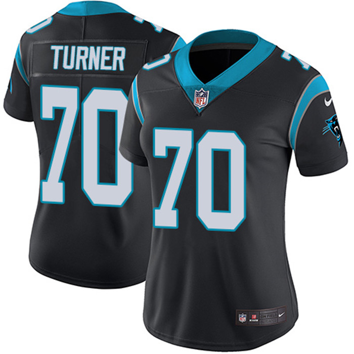  Panthers 70 Trai Turner Black Women Vapor Untouchable Limited Jersey