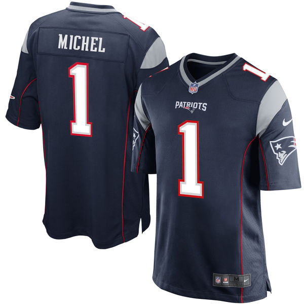  Patriots 1 Sony Michel Navy 2018 NFL Draft Pick Elite Jersey