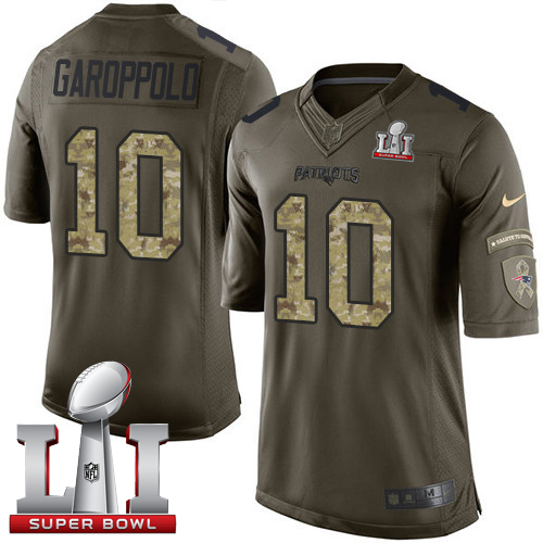  Patriots 10 Jimmy Garoppolo Green Super Bowl LI 51 Men Stitched NFL Limited Salute to Service Jersey