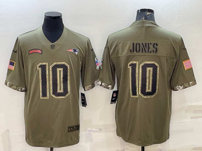 Nike Patriots 10 Mac Jones Olive 2022 Salute To Service Limited Jersey