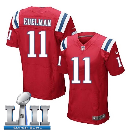  Patriots 11 Julian Edelman Red 2018 Super Bowl LII Elite Jersey