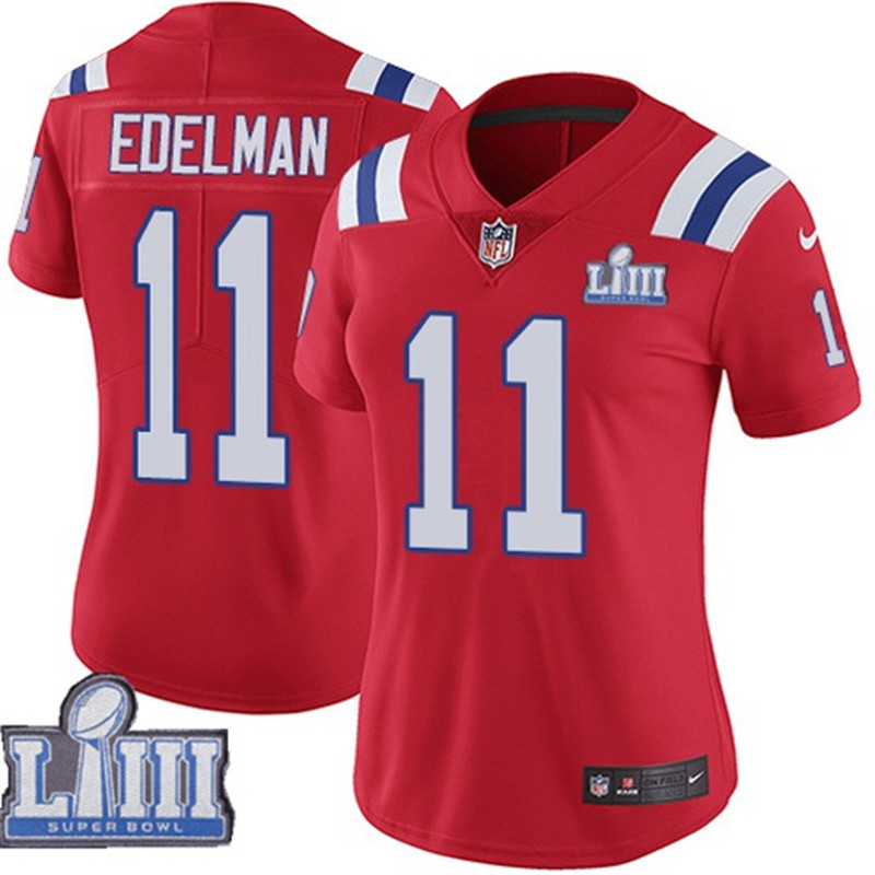  Patriots 11 Julian Edelman Red Women 2019 Super Bowl LIII Vapor Untouchable Limited Jersey