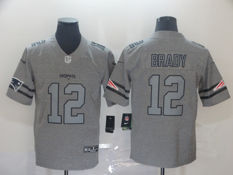 Nike Patriots 12 Tom Brady 2019 Gray Gridiron Gray Vapor Untouchable Limited Jersey