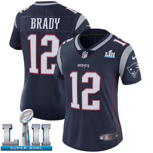  Patriots 12 Tom Brady Navy Women 2018 Super Bowl LII Vapor Untouchable Player Limited Jersey