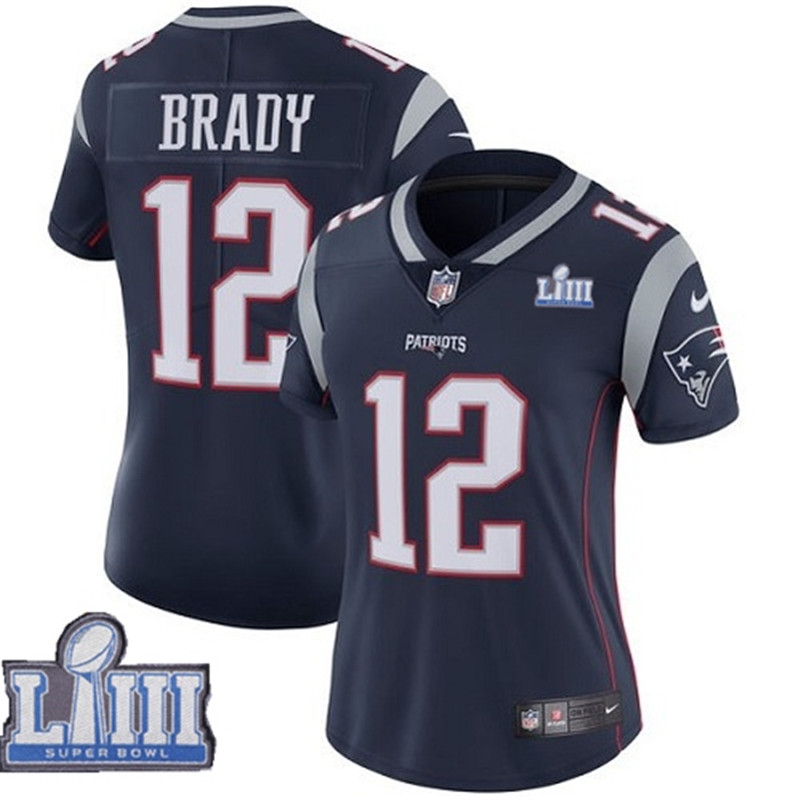  Patriots 12 Tom Brady Navy Women 2019 Super Bowl LIII Vapor Untouchable Limited Jersey