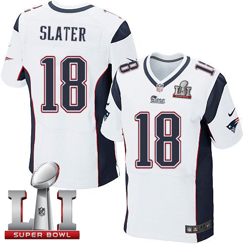 Patriots 18 Matt Slater White Super Bowl LI 51 Men Stitched NFL Elite Jersey