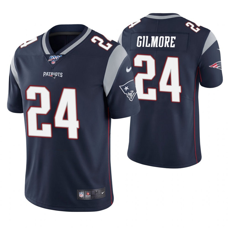 Nike Patriots 24 Stephon Gilmore Navy 100th Season Vapor Untouchable Limited Jersey