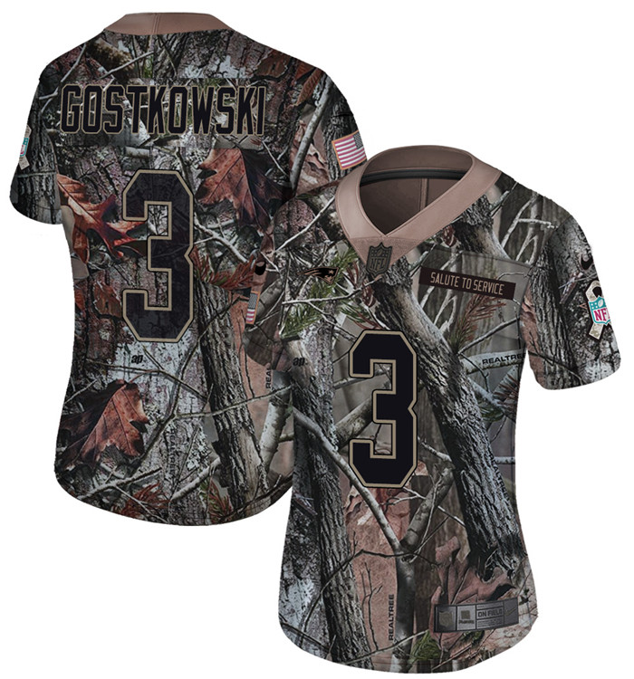  Patriots 3 Stephen Gostkowski Camo Women Rush Limited Jersey