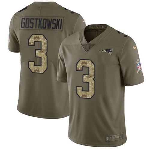  Patriots 3 Stephen Gostkowski Olive Camo Vapor Untouchable Limited Jersey