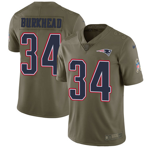  Patriots 34 Rex Burkhead Olive Salute To Service Limited Jersey