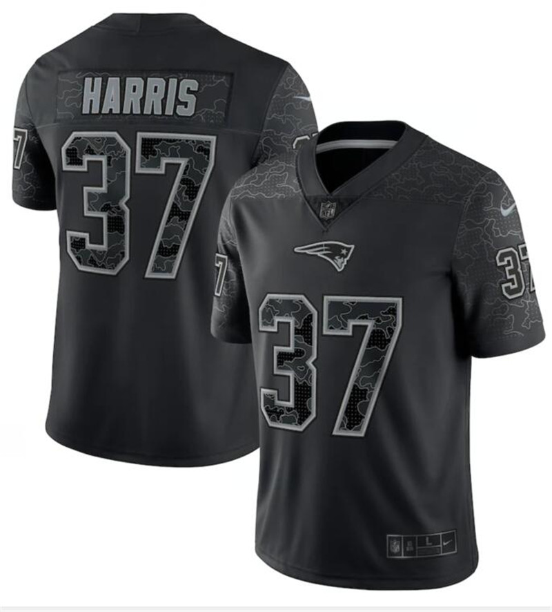 Nike Patriots 37 Damien Harris Black RFLCTV Limited Jersey