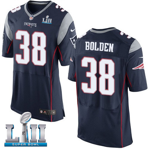  Patriots 38 Brandon Bolden Navy 2018 Super Bowl LII Elite Jersey
