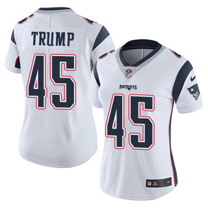  Patriots 45 Donald Trump White Women Vapor Untouchable Limited Jersey