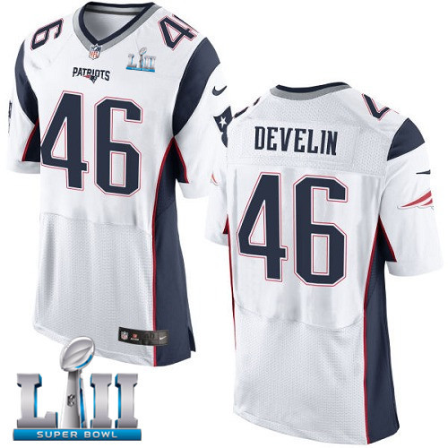  Patriots 46 James Develin White 2018 Super Bowl LII Elite Jersey