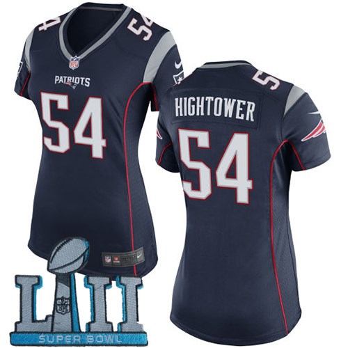  Patriots 54 Dont'a Hightower Navy Women 2018 Super Bowl LII Game Jersey