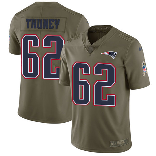  Patriots 62 Joe Thuney Olive Salute To Service Limited Jersey