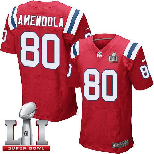  Patriots 80 Danny Amendola Red Alternate Super Bowl LI 51 Men Stitched NFL Elite Jersey