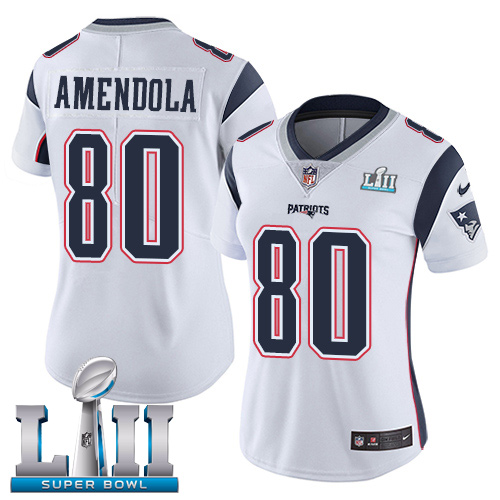  Patriots 80 Danny Amendola White Women 2018 Super Bowl LII Vapor Untouchable Player Limited Jersey