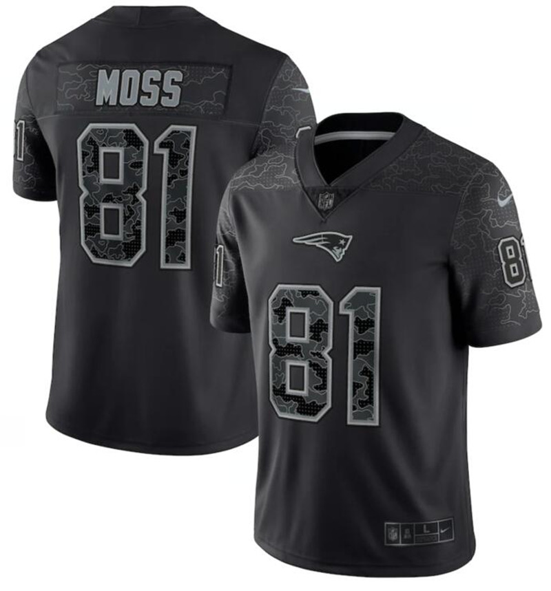 Nike Patriots 81 Randy Moss Black RFLCTV Limited Jersey