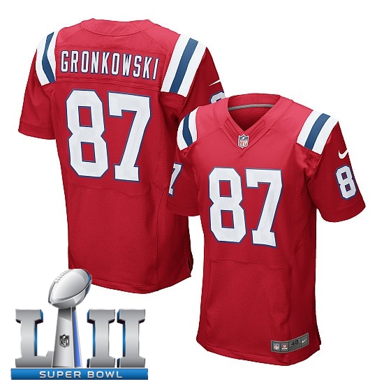 Patriots 87 Rob Gronkowski Red 2018 Super Bowl LII Elite Jersey