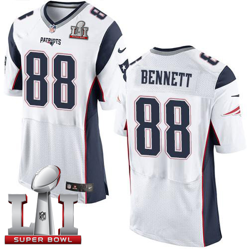  Patriots 88 Martellus Bennett White Super Bowl LI 51 Men Stitched NFL Elite Jersey